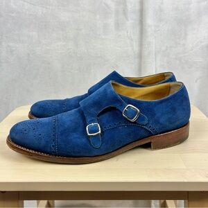 O'KEEFE Blue Suede Double Monk Strap Dress Shoe‎ Men's Size UK 9 US 10